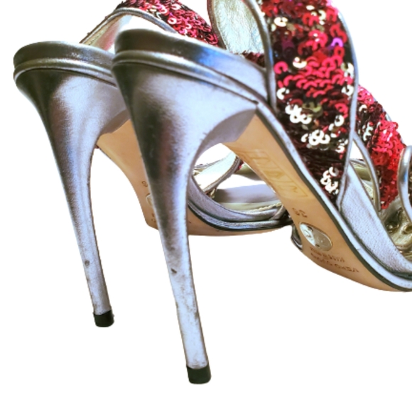 💄Red & Silver Sequin Heels - Picture 7 of 16